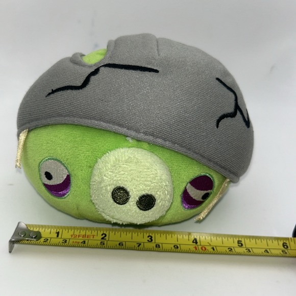 Angry Birds Corporal Pig Cracked Helmet Plush 5 Inch Green Bad Piggies No Sound - Picture 9 of 10
